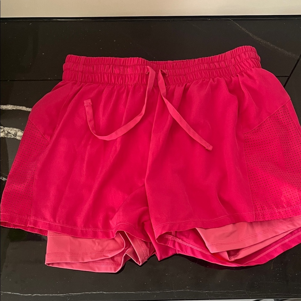 2-in-1 High Waist Workout Shorts w/ Pockets White (M)